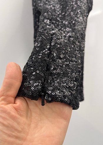 Siyah Payetli Kadın Kumaş Pantolon - Görsel 3