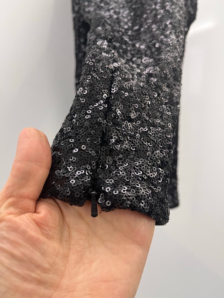 Siyah Payetli Kadın Kumaş Pantolon - Görsel 3