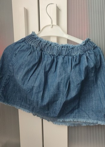 Kız Çocuk Mavi Denim Fırfırlı Etek