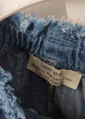 5 Yaş Beden Kız Çocuk Mavi Denim Fırfırlı Etek