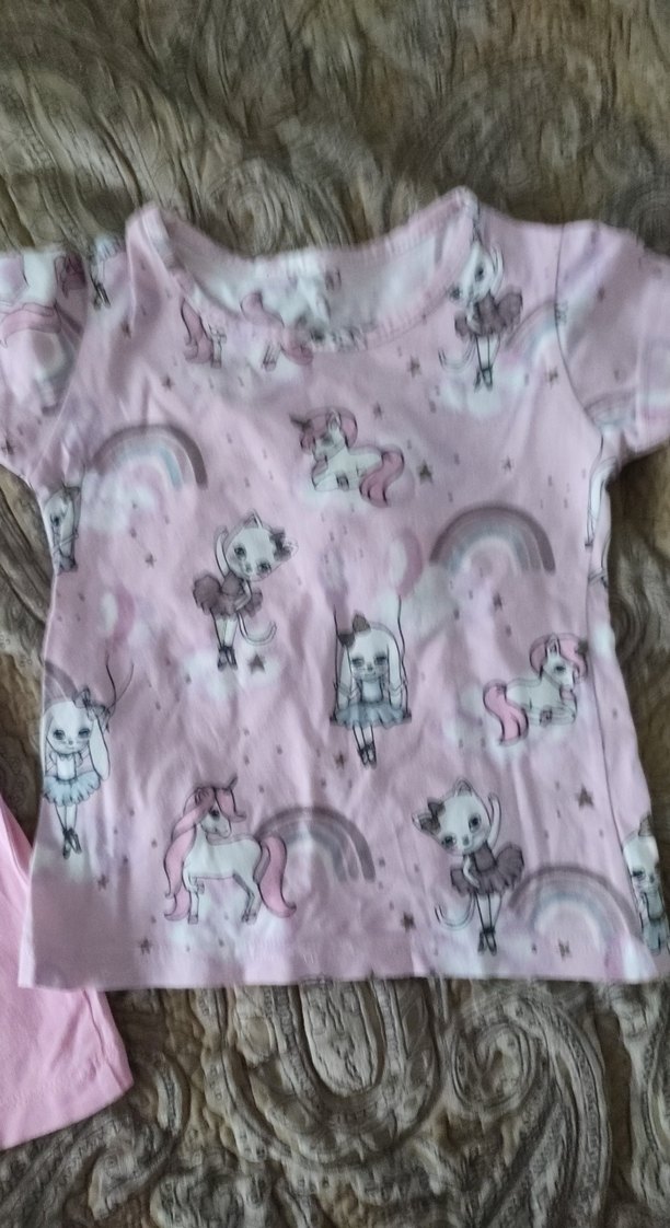 2 adet Kız Çocuk Pembe Baskılı Kısa Kollu Tişört - Görsel 3