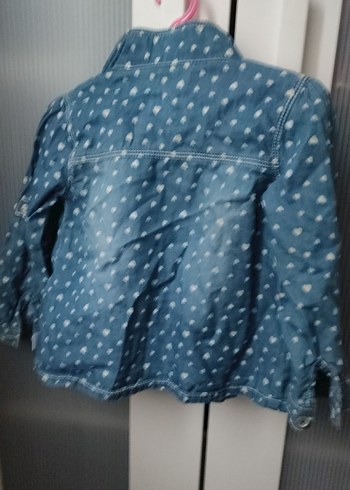 Kız Çocuk Gri kalp Desenli Düğmeli Kot gömlek - Görsel 5