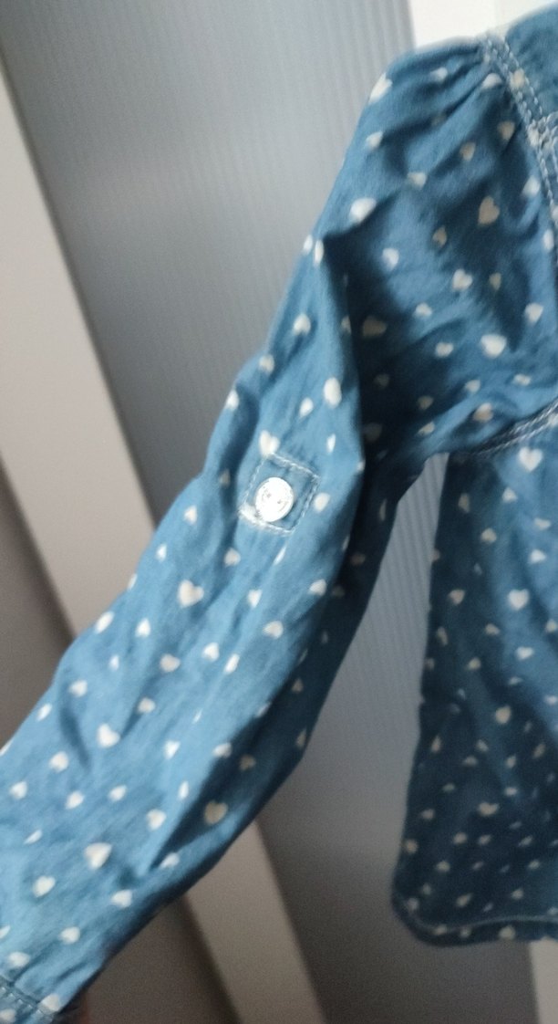 Kız Çocuk Gri kalp Desenli Düğmeli Kot gömlek - Görsel 3