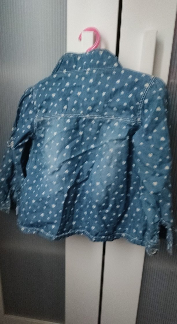 Kız Çocuk Gri kalp Desenli Düğmeli Kot gömlek - Görsel 5