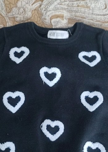 H&M Nakışlı Siyah Kız cocuk triko etek bluz takım