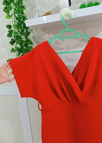 Kırmızı Drapeli Mini Abiye Elbise - Görsel 5