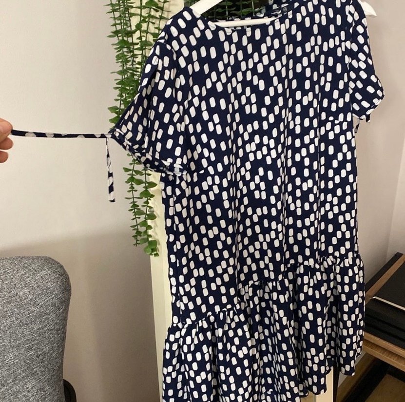 Lacivert Beyaz Puantiyeli kısa Elbise - Görsel 2