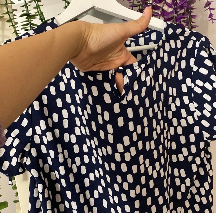 Lacivert Beyaz Puantiyeli kısa Elbise - Görsel 3