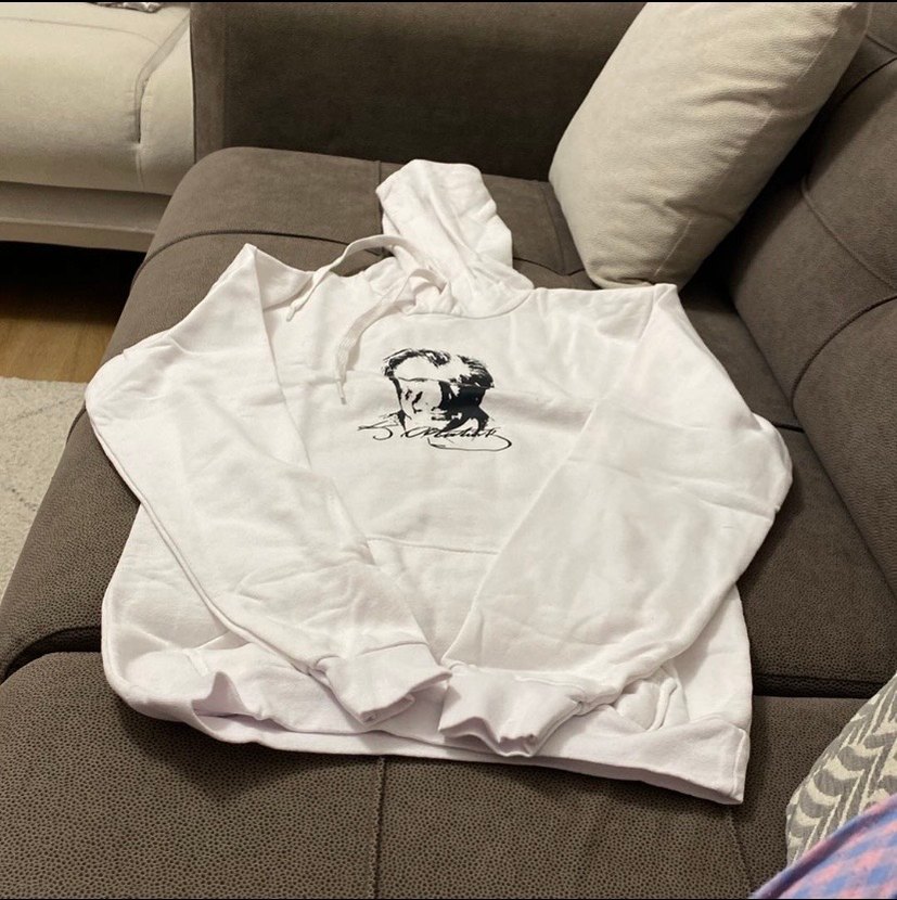 Baskılı Kapüşonlu Beyaz kadın Sweatshirt - Görsel 2