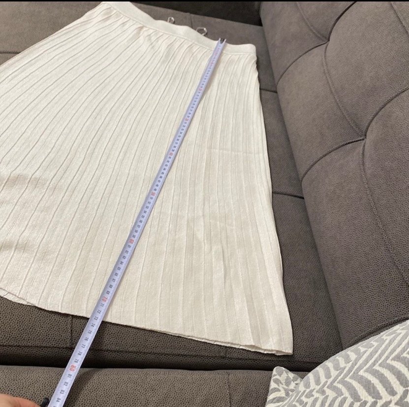 Beyaz Pilili Kadın Uzun Keten Etek - Görsel 2