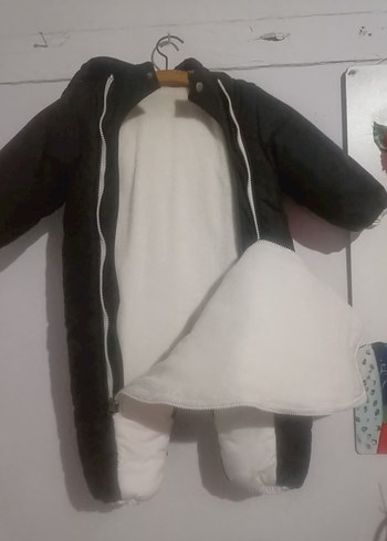 Bebek Erkek Beyaz Baskılı Puff Mont - Görsel 2