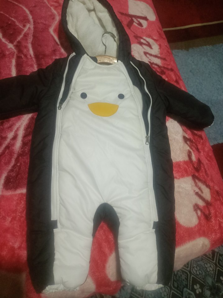 Bebek Erkek Beyaz Baskılı Puff Mont - Görsel 3