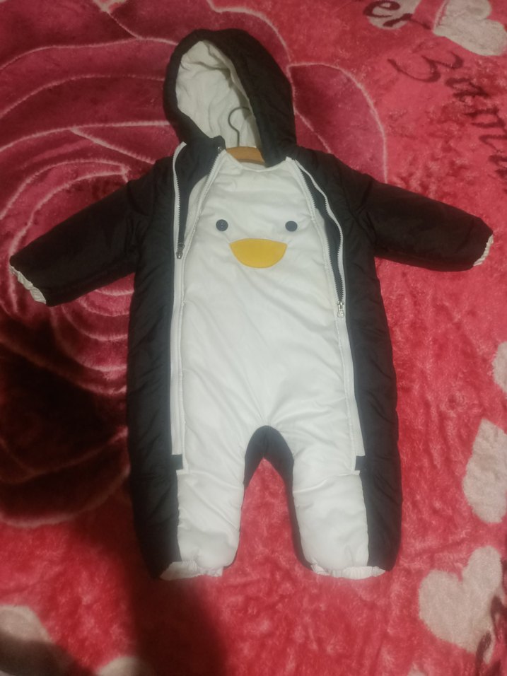 Bebek Erkek Beyaz Baskılı Puff Mont - Görsel 4