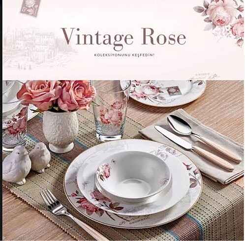 Bernardo Vintage Rose 6 kişilik 24 parça Yemek Takımı