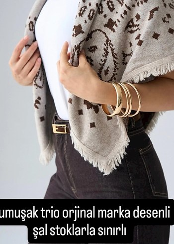 Bohem Tarzda Kahverengi tonlarda Kadın Şal - Görsel 2