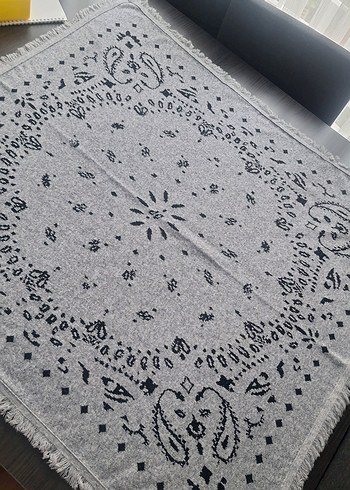 Gri Bohem Örgü Kadın Şal - Görsel 6