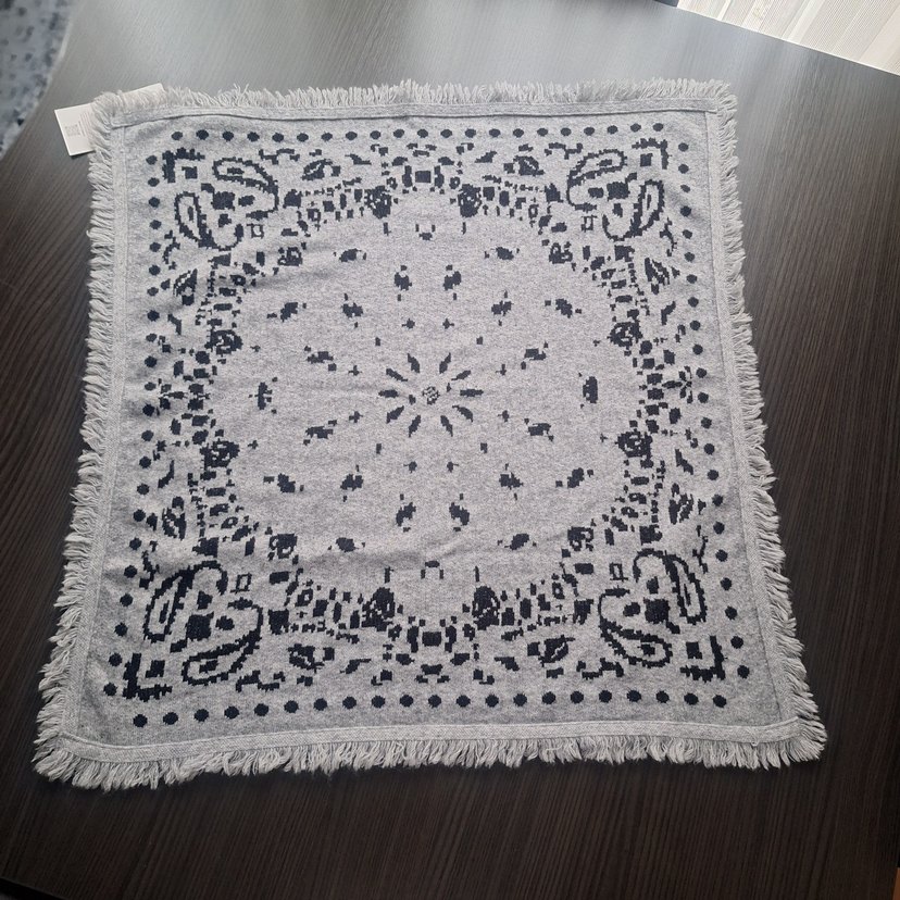 Gri Bohem Örgü Kadın Şal - Görsel 5