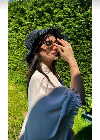 Bohem Tarz Siyah Hasır Şapka - Görsel 3