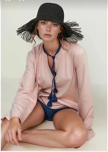 Bohem Tarz Siyah Hasır Şapka - Görsel 2