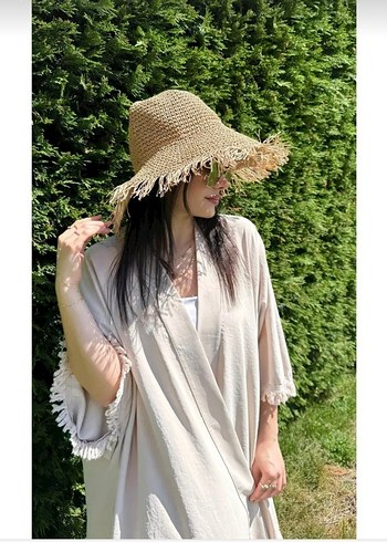 Bohem Tarz Siyah Hasır Şapka - Görsel 6