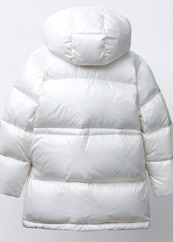 Düğmeli Beyaz Çocuk Kışlık Mont - Görsel 4