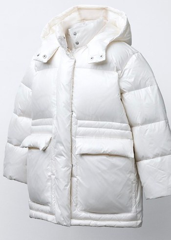 Düğmeli Beyaz Çocuk Kışlık Mont - Görsel 10