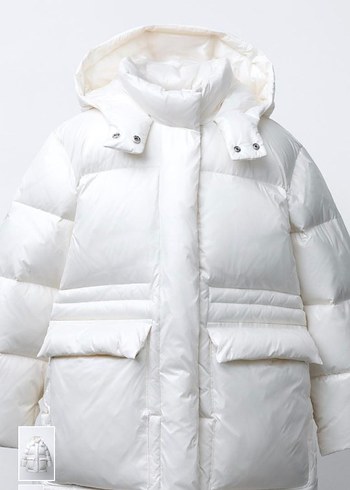 Düğmeli Beyaz Çocuk Kışlık Mont - Görsel 9
