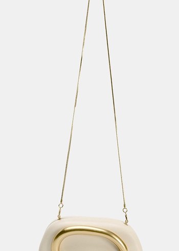 Kadın Altın Rengi Seramik Tokalı Clutch Çanta - Görsel 4