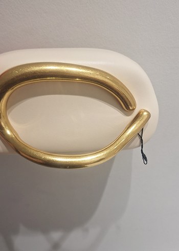 Kadın Altın Rengi Seramik Tokalı Clutch Çanta - Görsel 9