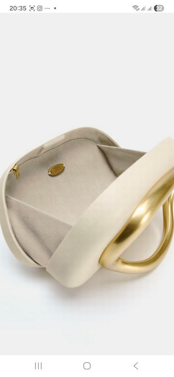 Kadın Altın Rengi Seramik Tokalı Clutch Çanta - Görsel 2