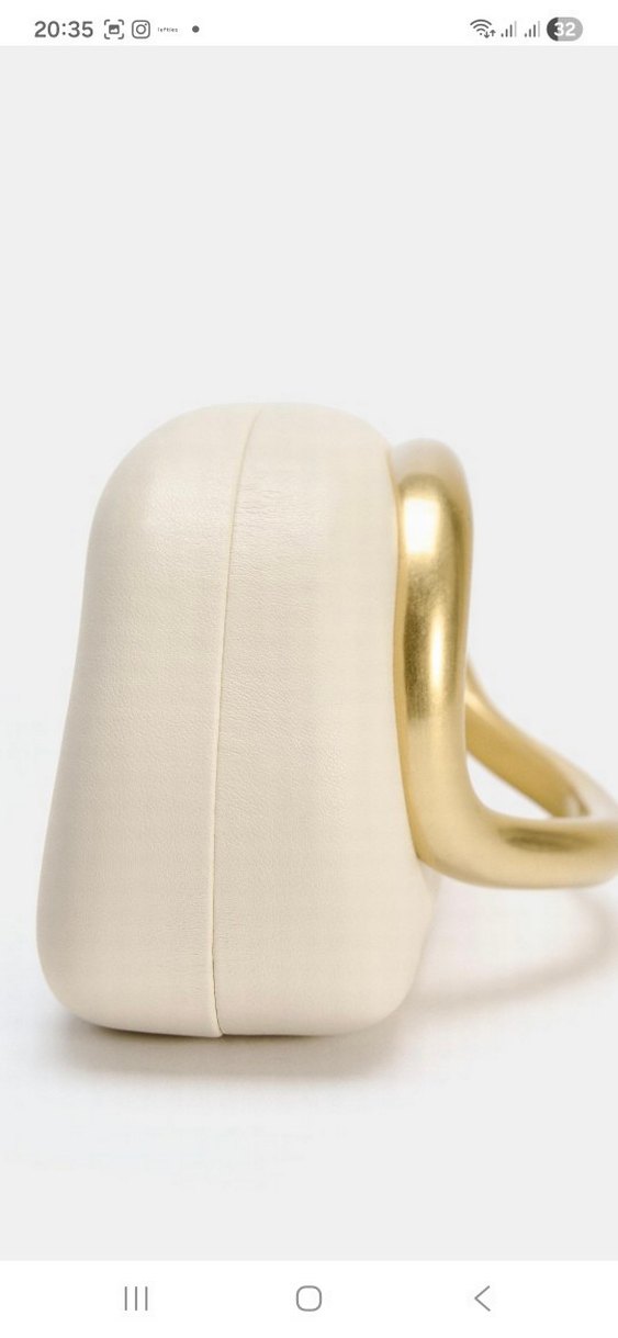 Kadın Altın Rengi Seramik Tokalı Clutch Çanta - Görsel 3