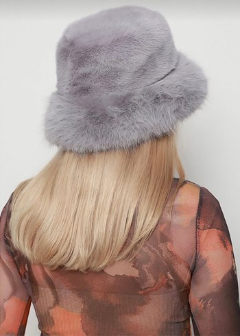 Gri Kürklü Kadın Şapka - Görsel 5