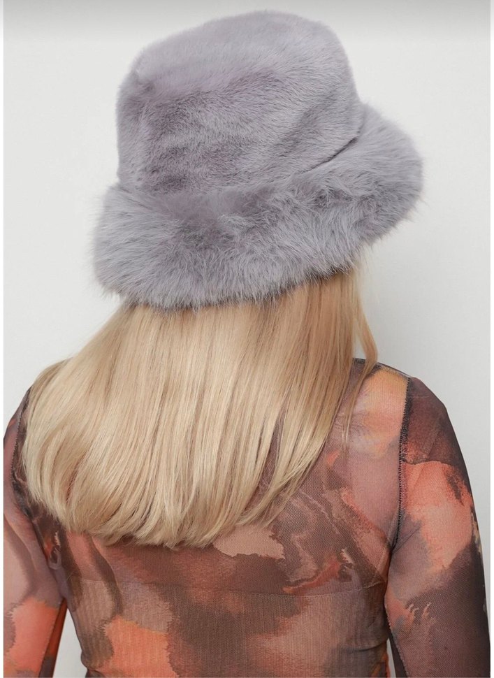 Gri Kürklü Kadın Şapka - Görsel 5