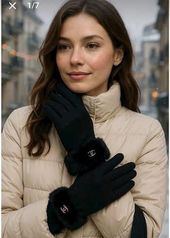 Siyah Kürklü Kadın Eldiveni - Görsel 6