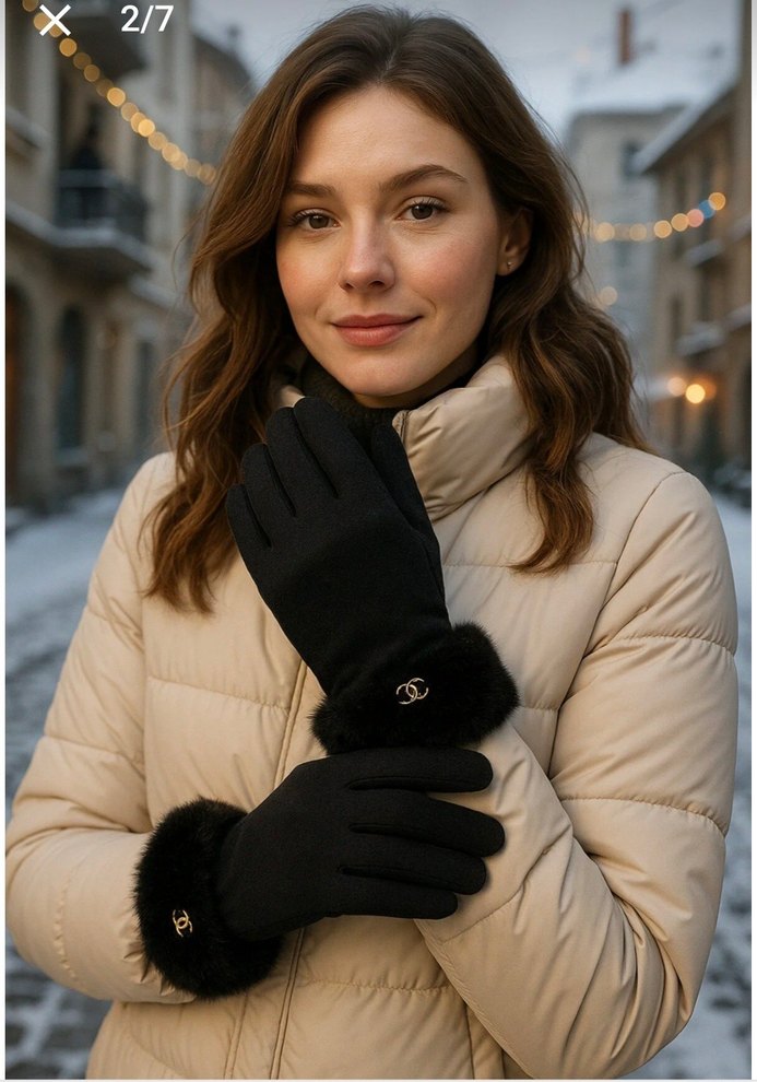 Siyah Kürklü Kadın Eldiveni - Görsel 5