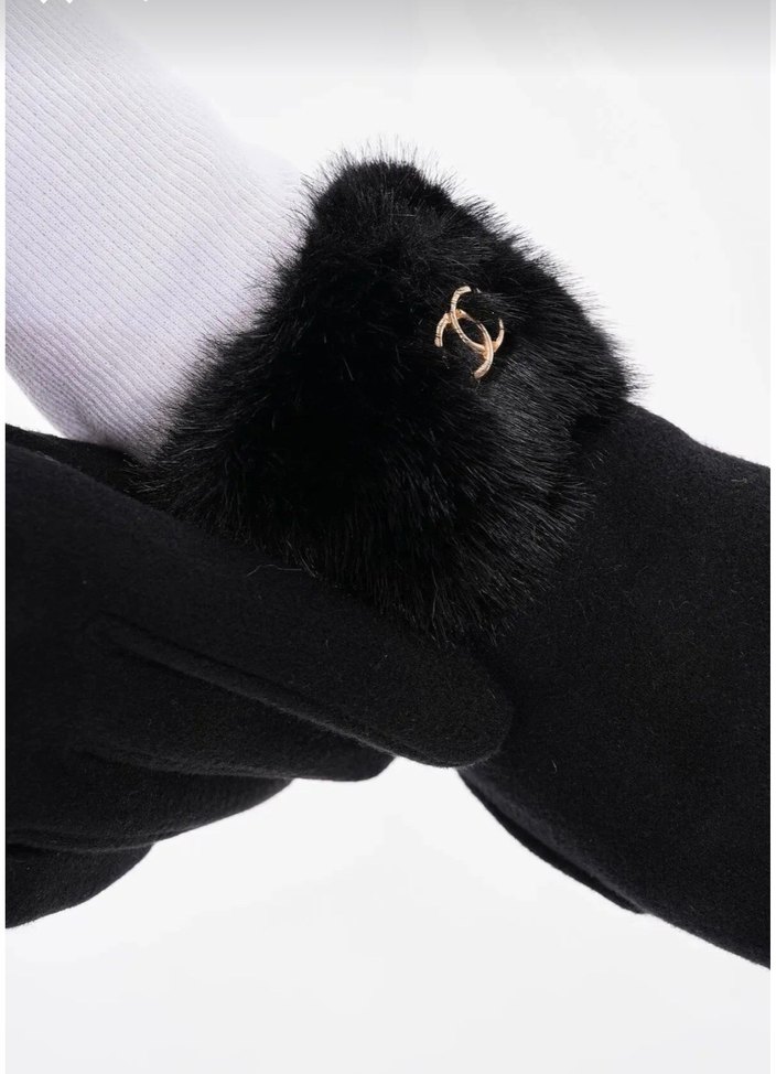 Siyah Kürklü Kadın Eldiveni - Görsel 2