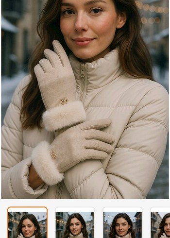 Siyah Kürklü Kadın Eldiveni - Görsel 6