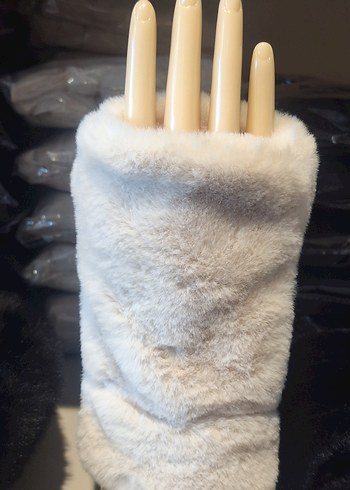 Beyaz Kürk Detaylı Kadın Eldiven - Görsel 5