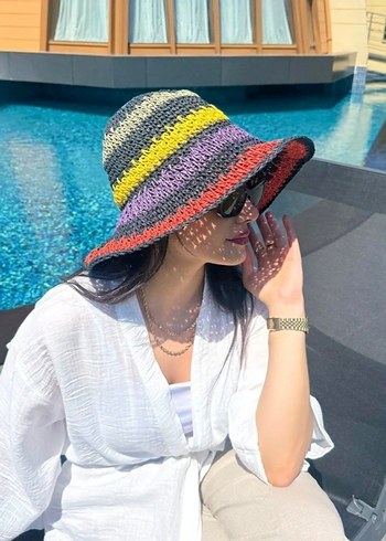 Renkli Örgü Bohem Kadın Şapka - Görsel 4