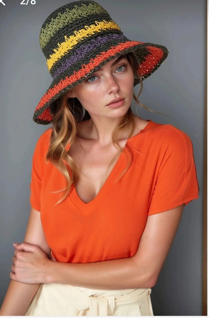 Renkli Örgü Bohem Kadın Şapka - Görsel 2