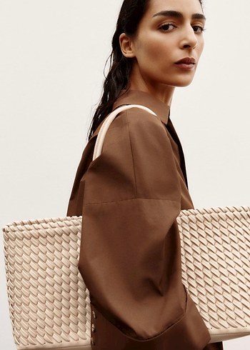 Minimalist Beyaz Kadın Çanta Fermuarlı - Görsel 4