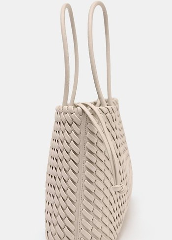 Minimalist Beyaz Kadın Çanta Fermuarlı - Görsel 2