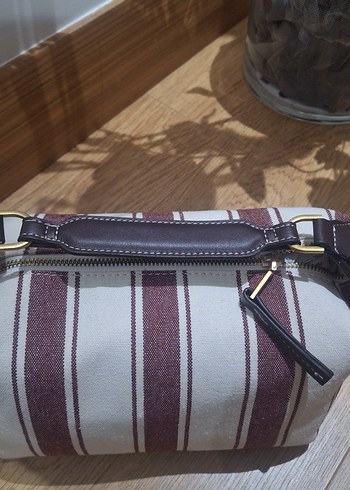 Bohem Tarzda Bordo Çizgili Kadın Çanta - Görsel 2