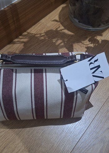 Bohem Tarzda Bordo Çizgili Kadın Çanta - Görsel 5