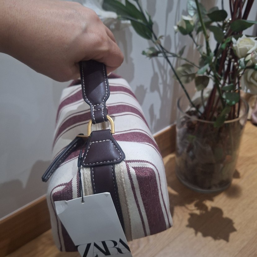 Bohem Tarzda Bordo Çizgili Kadın Çanta - Görsel 3