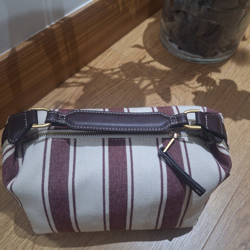 Bohem Tarzda Bordo Çizgili Kadın Çanta - Görsel 2