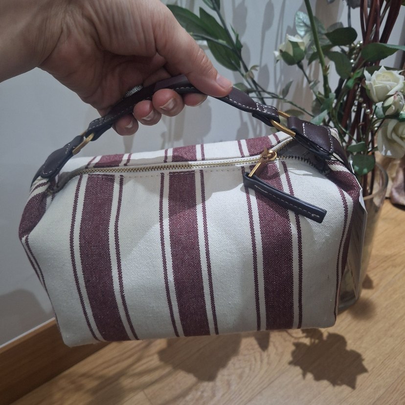 Bohem Tarzda Bordo Çizgili Kadın Çanta - Görsel 4