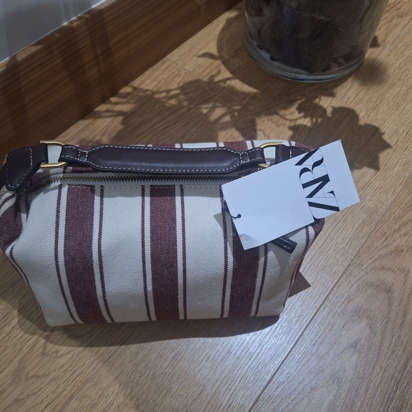 Bohem Tarzda Bordo Çizgili Kadın Çanta - Görsel 5