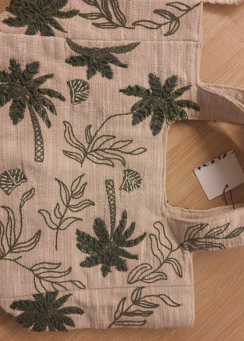 Yeşil Nakışlı ve Boncuklu Bohem Kadın Çanta - Görsel 5