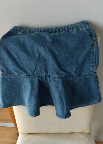 9 Yaş Beden kız çocuk Mavi Denim Fırfırlı Mini etek